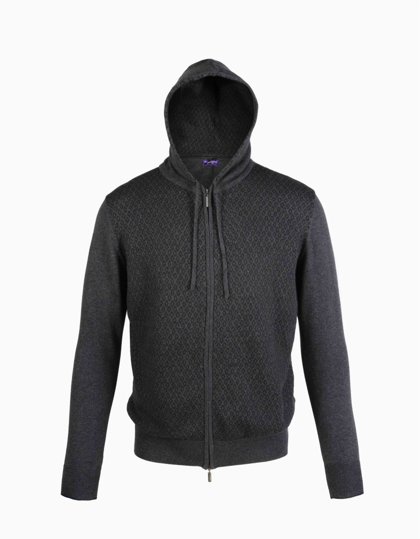 Patrick Hellmann Collection Dark Grey Hoodie Sweater Zip-Up 100% Cotton image